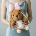 Мягкая игрушка "Зайчик" коричневый с розовым бантом